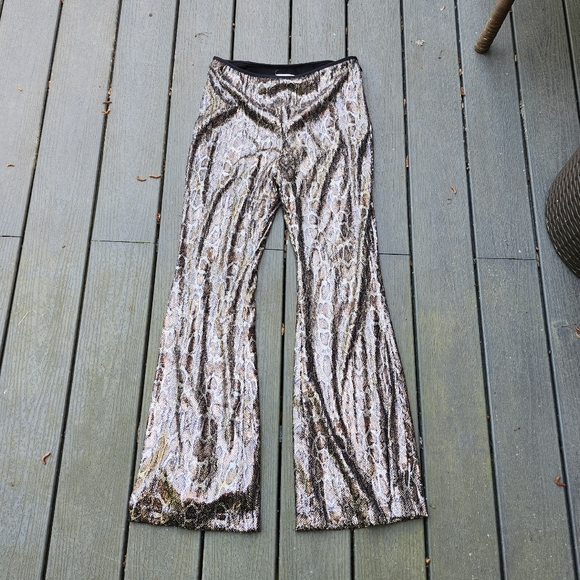 Anthropologie Sequin Snake Python Wide Leg Pants - Picture 6 of 13